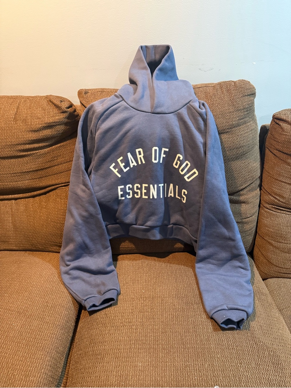 Fear of God Essentials Cropped Turtleneck Pullover in Dusty Blue